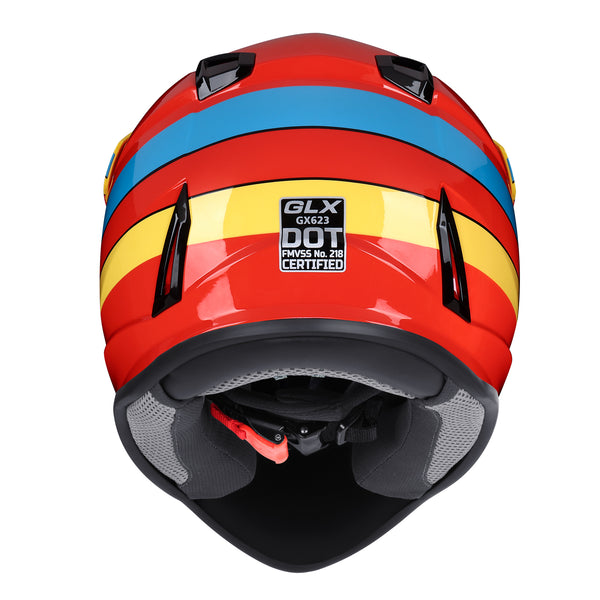 Glx Gx623 GLX GX623 Youth ATV/Dirt Bike Helmet Combo Retro Red