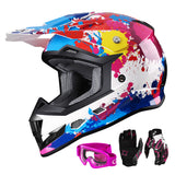 GLX GX623 Youth ATV/Dirt Bike Helmet Combo - Graffiti