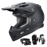 GLX GX623 Youth ATV/Dirt Bike Helmet Combo - Matte Black