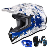 GLX GX623 Youth ATV/Dirt Bike Helmet Combo - Modern Blue