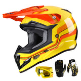 GLX GX623 Youth ATV/Dirt Bike Helmet Combo - Retro Yellow