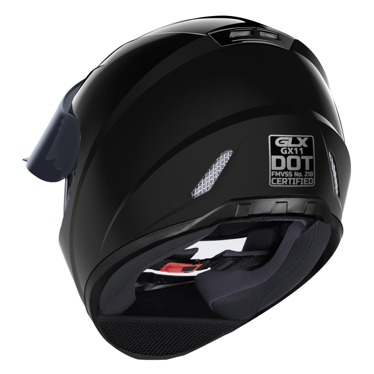 GLX GX11 Compact Motorcycle Helmet - Black, Medium