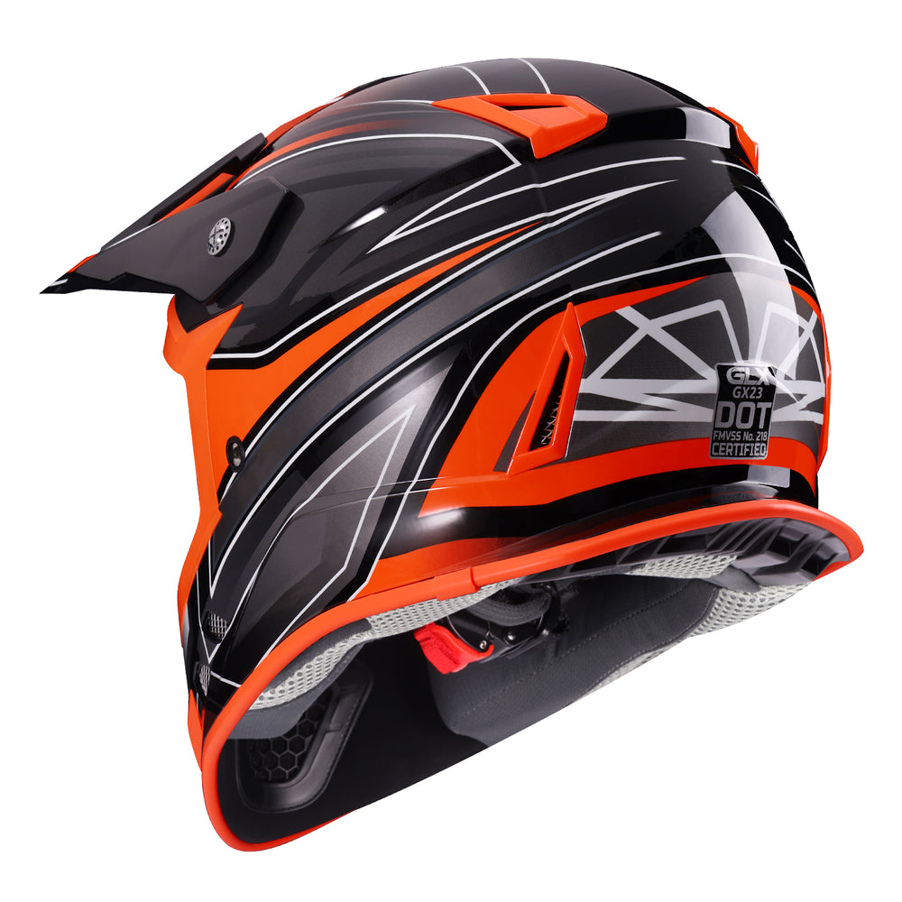 GLX GX23 Dirt Bike/Motocross Helmet - Sear Orange