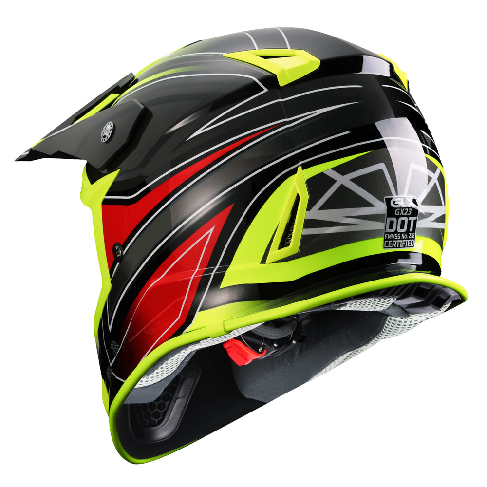 GLX GX23 Dirt Bike/Motocross Helmet - Sear Yellow
