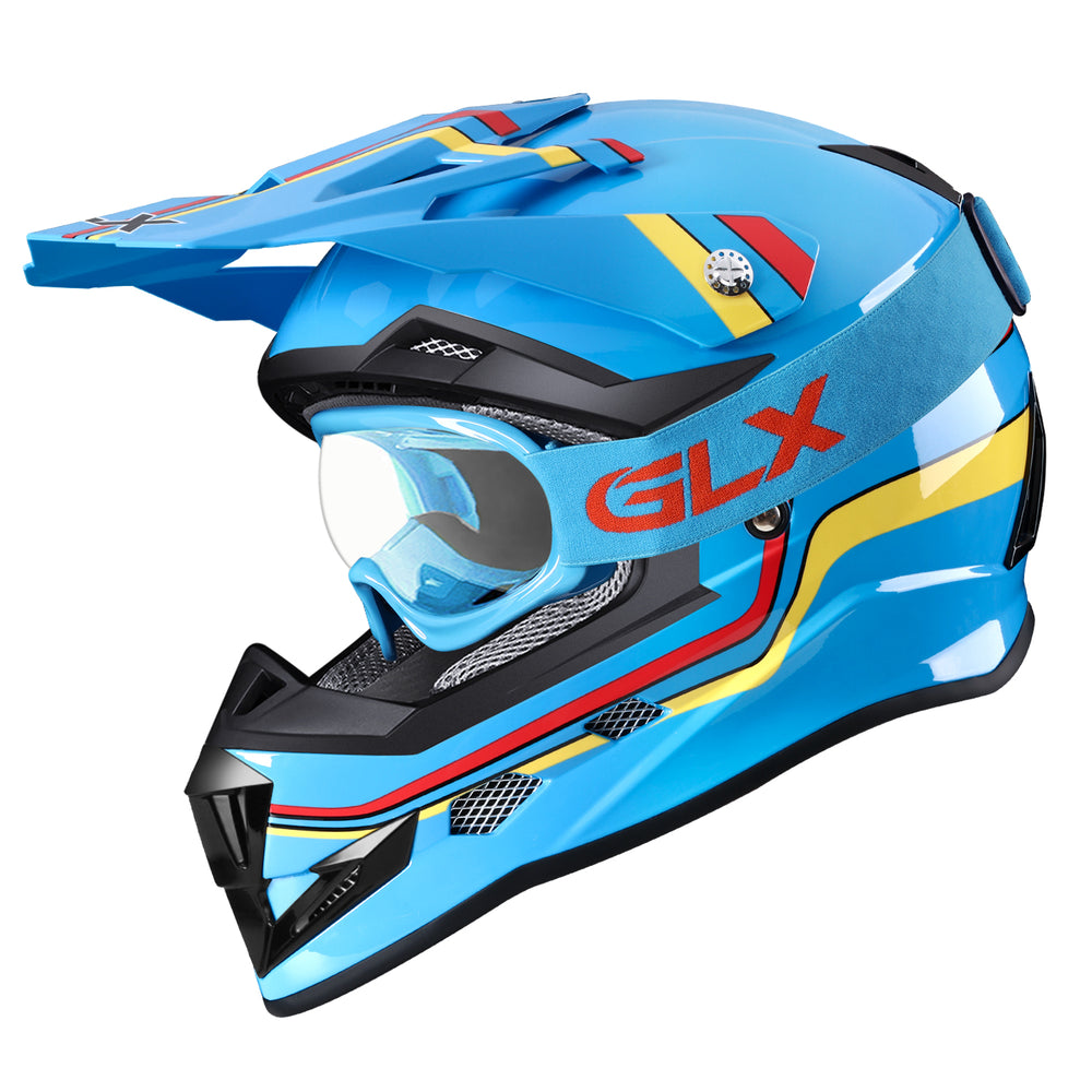 baby blue dirt bike helmet GLX GX623 Youth ATV/Dirt Bike Helmet Combo – GLX® Helmets