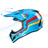 GLX GX623 Youth ATV/Dirt Bike Helmet Combo - Retro Blue