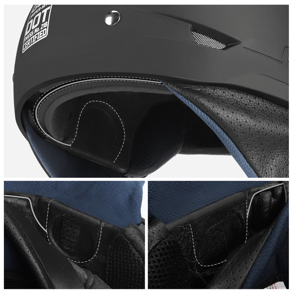 glx dot bluetooth motorcycle half helmet GLX M14 Cruiser Scooter Motorcycle Half Helmet with Free Tinted Retractable Visor DOT Approved (Matte Black, X-Large)